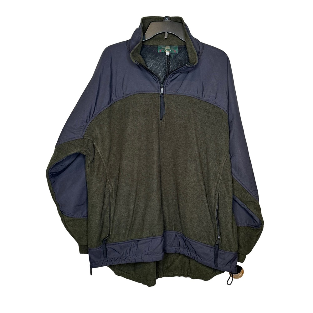 Orvis Men's Jacket‎ Outdoor Vtg. 90's Fleece Colorblock Quarter Zip Green XL